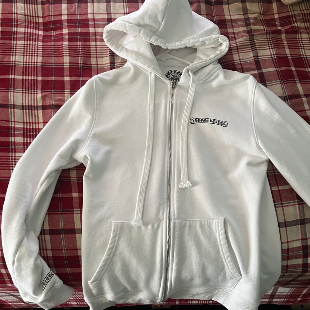 White chrome hearts zip up